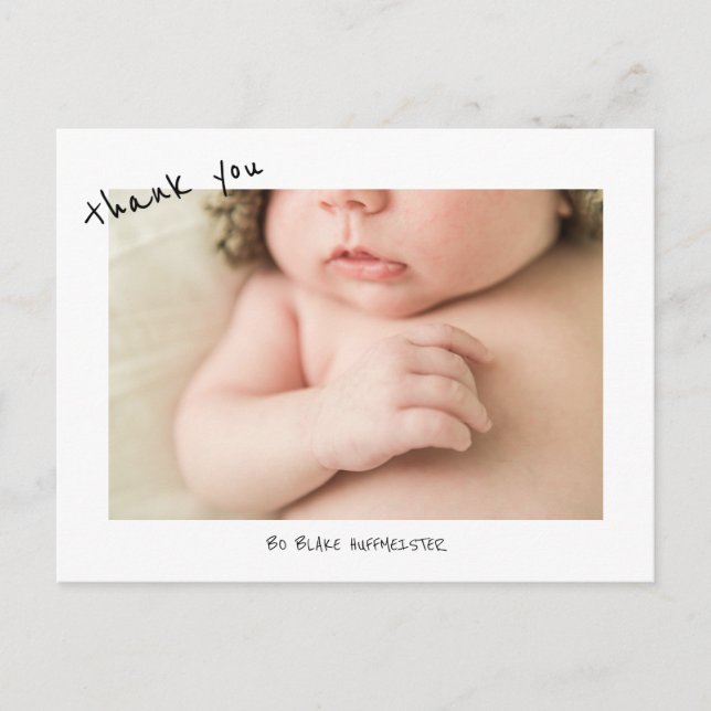 Ny baby snygg typsnitt tack foto vykort (Framsida)