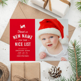 Ny baby söt två foto röd jul julkort