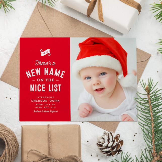 Ny baby söt två foto röd jul julkort (Skapare uppladdad)