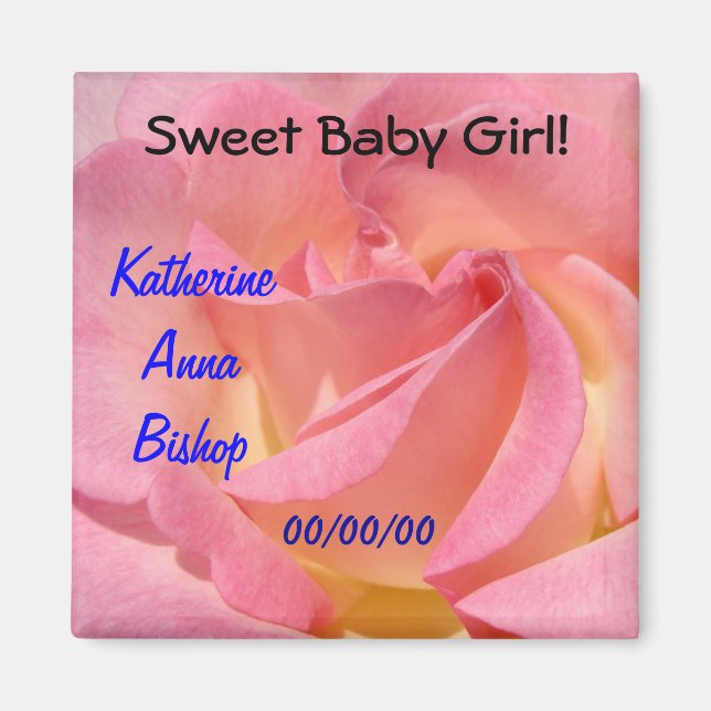 Ny Babyflicka Född magneter gåvor Rosa Ros (Framsidan)