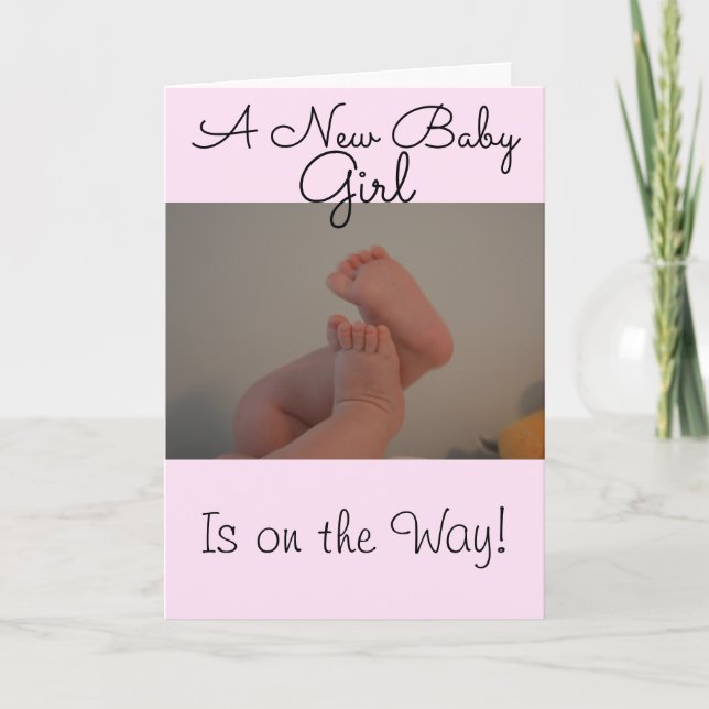 Ny Babyflicka på Väg Grattis Kort (Framsida)