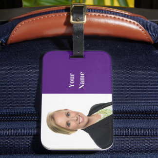 NY! Bagagetagg - Lila av en sida med kort Bagagebricka