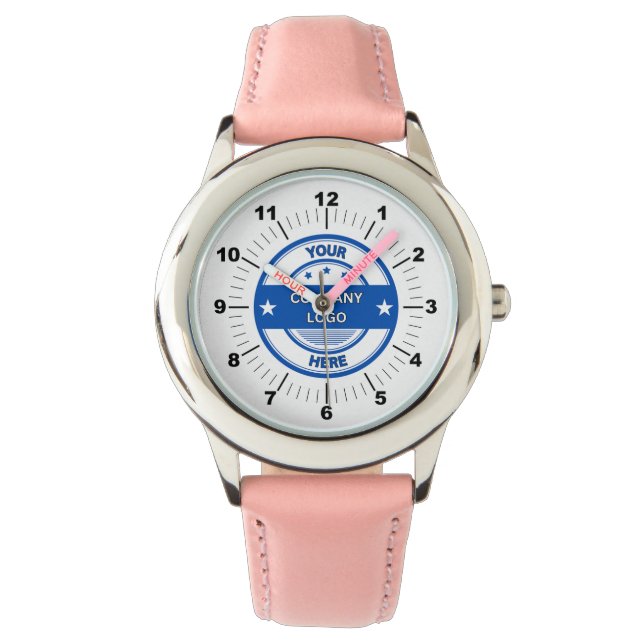 NY! Barnens läderband - Personligens Rosa Armbandsur (Framsida)