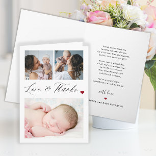 Ny bebis 3 fotokollage elegant tack kort
