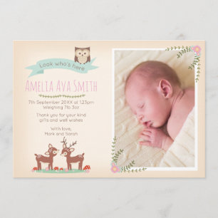 Ny bebis flicka meddelande/tackkort tack kort