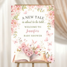 Ny berättelsebok Baby Shower Flicka Blommig Rosa V