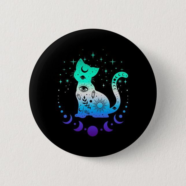 Ny blå gay manlig Mlm Pride Flagga, Astrologi Katt Knapp (Framsida)