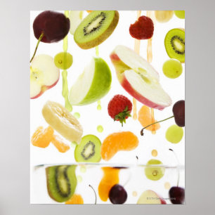 Ny blandad frukt med äpple- & orangefruktsaft poster