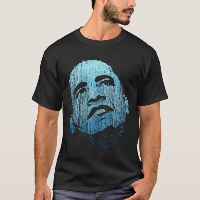 Ny blåttvintageBarack Obama T-tröja Tee Shirt (Framsida)