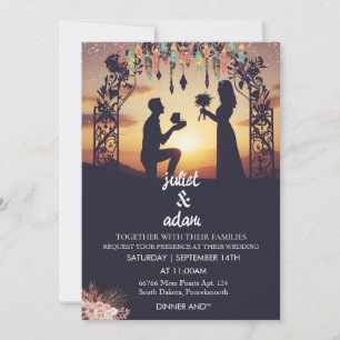 Ny boho, modern elegant Twilight Bröllop Inbjudningar