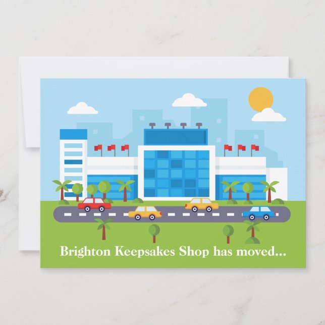 Ny butikadress Söt köpcentrumbutik flyttar Meddelande (Framsida)