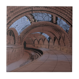NY City Hall Tunnelbanan Station Illustration har Kakelplatta