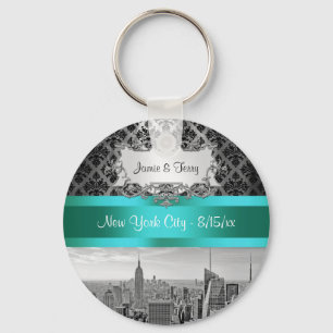 NY City Skyline BW B3 Damask F2 - Nyckelring