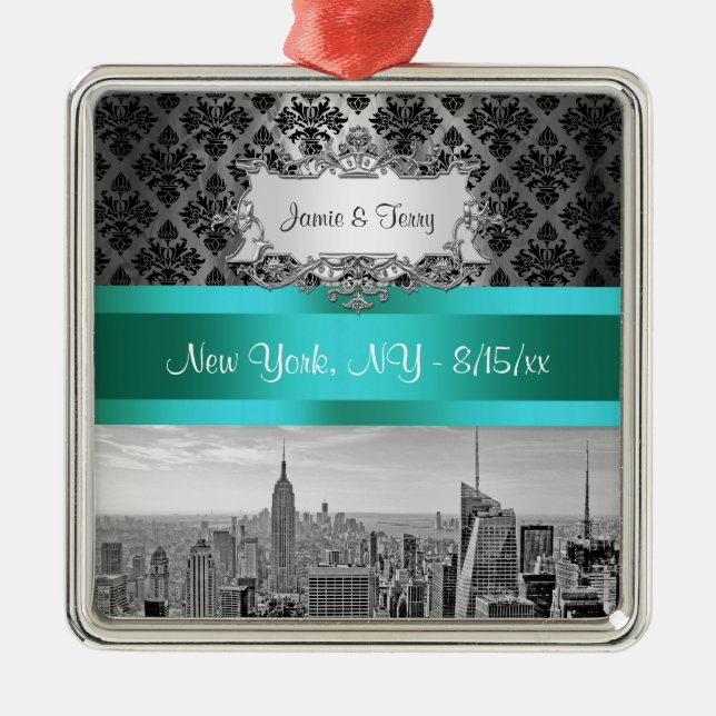 NY City Skyline BW B3 Damask F2 - Ornament (Framsidan)
