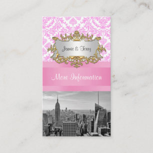 NY City Skyline BW D4P Rosa Damastkuvert Tilläggskort