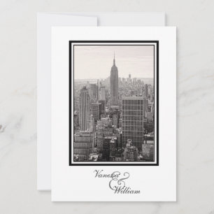 NY City Skyline ESB BW Bröllopsinbjudan Inbjudningar