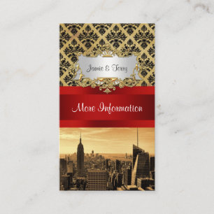 NY City Skyline Sepia B4 Damask Info Card Tilläggskort