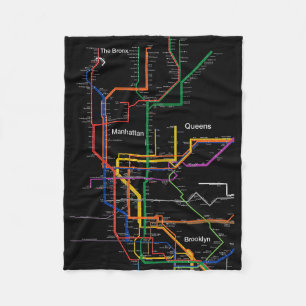 NY-City tunnelbanan karta Fleecefilt