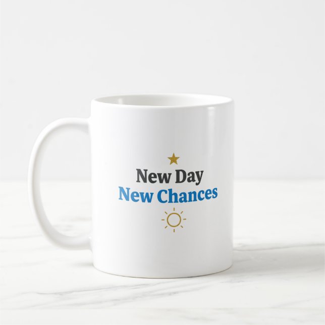 Ny Dag, Nya Chanser" Minimalistisk  Kaffemugg (Vänster)
