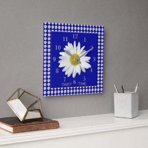 Ny daisyblommar Time Fyrkantig Klocka