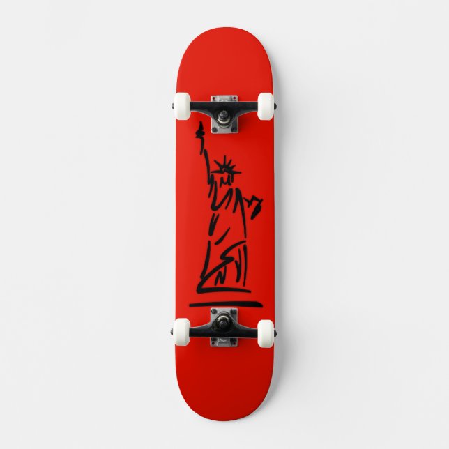 NY Damfrihetsgudinnan Röd Skateboard Bräda 20 Cm (Framsida)