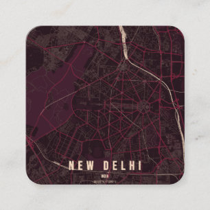 Ny Delhi Indien Stadskarta & Anpassad Text Fyrkantigt Visitkort