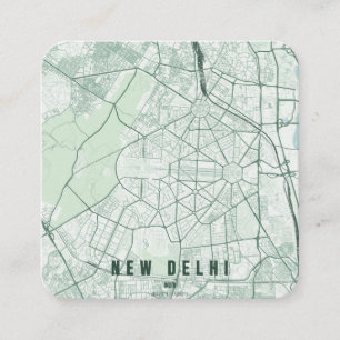 Ny Delhi Indien Stadskarta & Anpassad Text Fyrkantigt Visitkort