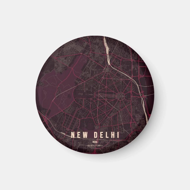 Ny Delhi Indien Stadskarta  Magnet (Framsidan)