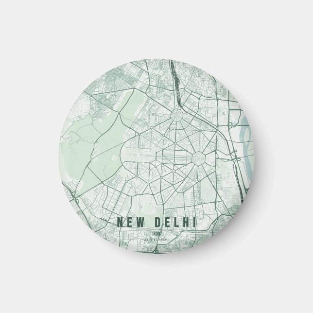 Ny Delhi Indien Stadskarta  Magnet (Framsidan)