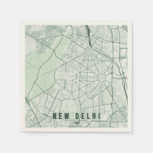 Ny Delhi Indien Stadskarta Minimal Pappersservett