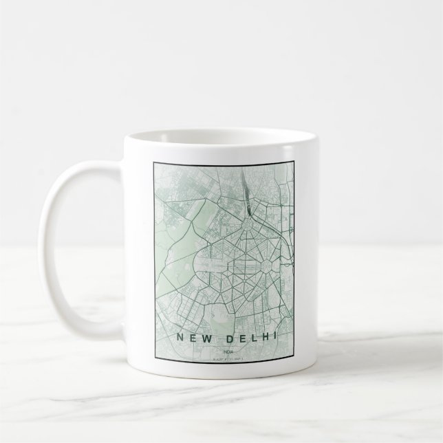 Ny Delhi Indien Stadskarta Minimalistisk Design Kaffemugg (Vänster)