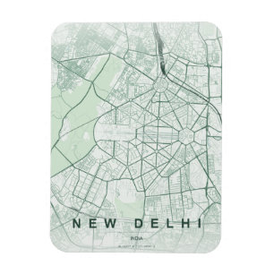 Ny Delhi Indien Stadskarta Minimalistisk Design Magnet