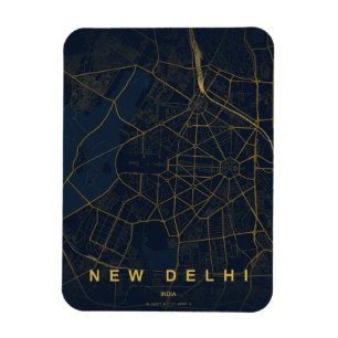 Ny Delhi Indien Stadskarta Minimalistisk Design Magnet
