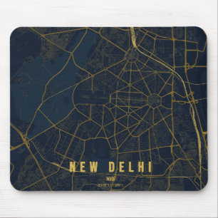 Ny Delhi Indien Stadskarta Minimalistisk Design Musmatta