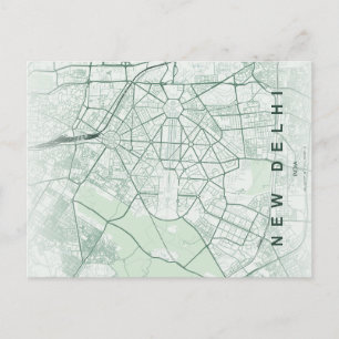 Ny Delhi Indien Stadskarta Minimalistisk Design Vykort