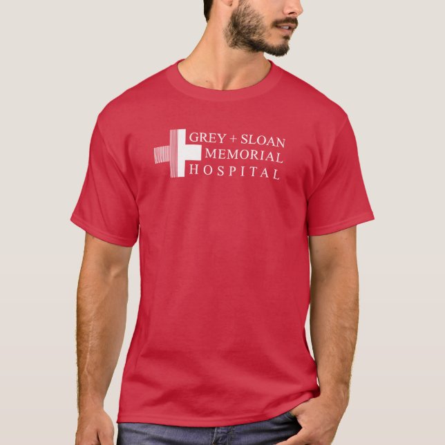 Ny design Grå Sloan Minnesjukhus retro T Shirt (Framsida)