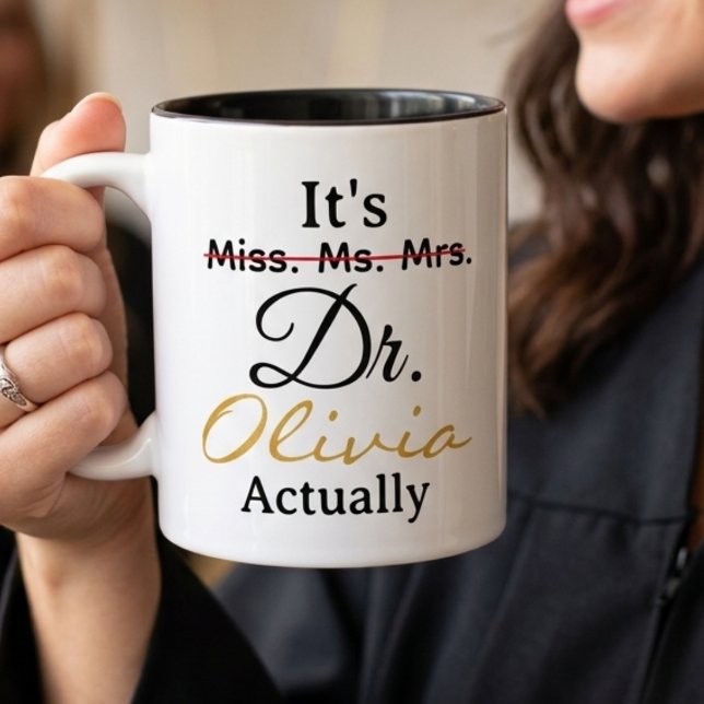 Ny doktor PhD-examen Muggpresent Anpassat namn  Två-Tonad Mugg (Skapare uppladdad)