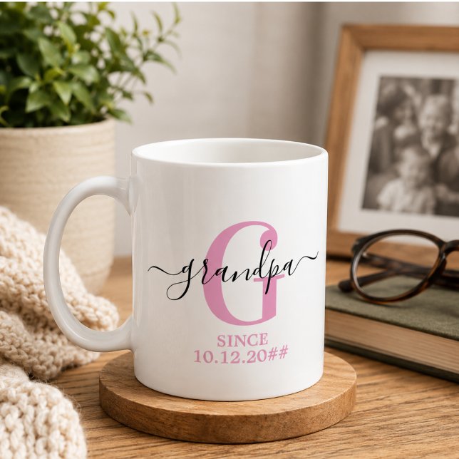 Ny farfar och farfars monogram kaffemugg (New Grandpa and Grandpa Monogram Coffee Mug)