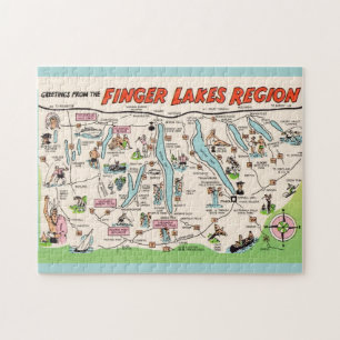 NY Finger Lakes Illustrerad Rolig Pussel