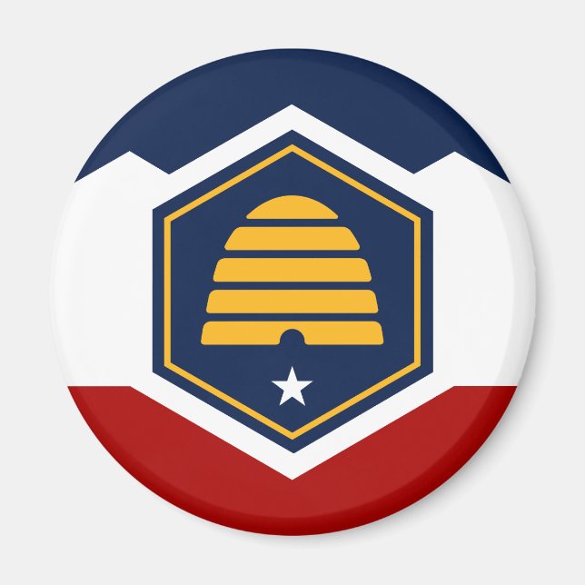 Ny flagga i Utah-staten Magnet (Framsidan)