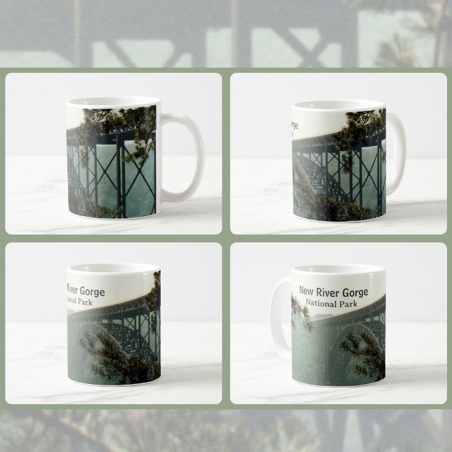 Ny flod Gorge Bridge Scenisk Foto Kaffemugg (Skapare uppladdad)