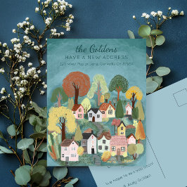 Ny Flytta i Adress  Cute Land Village Art Vykort