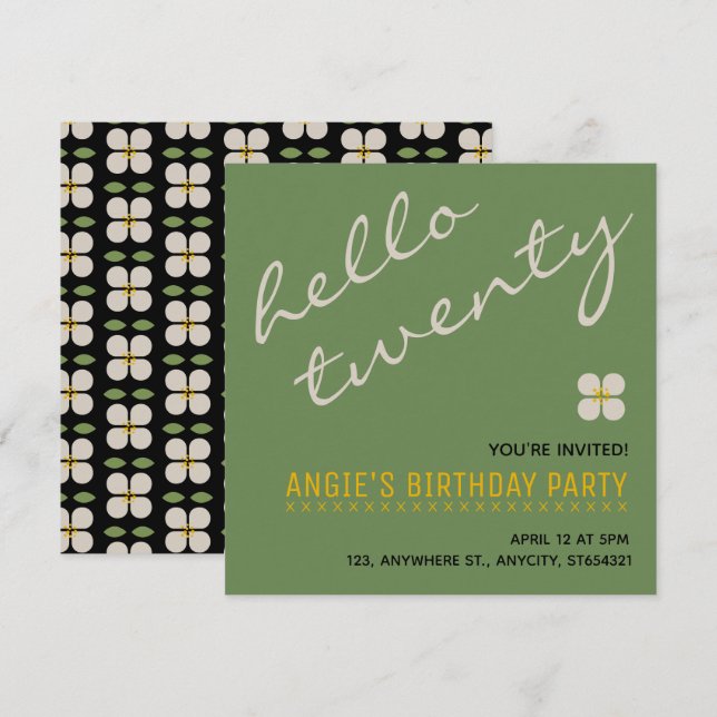 Ny Födelsedagsfest Inbjudan | Anpassad Kort (Fram/baksida)