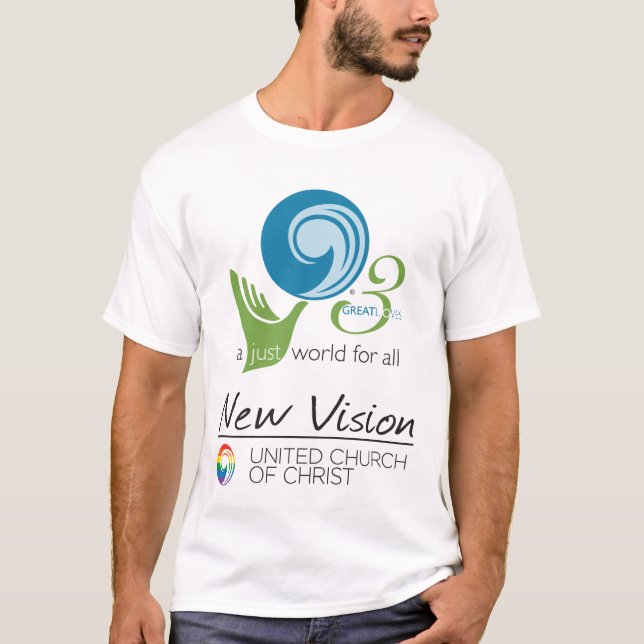 Ny för vision världslogotyp precis för ljus t shirt (Framsida)