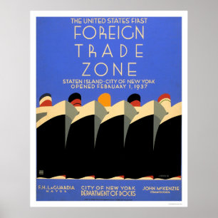 NY Foreign Trade Zon 1937 WPA Poster
