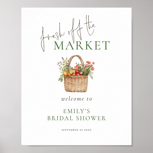 Ny från marknaden välkommen till Bröllopsdusch Poster (Framsidan)