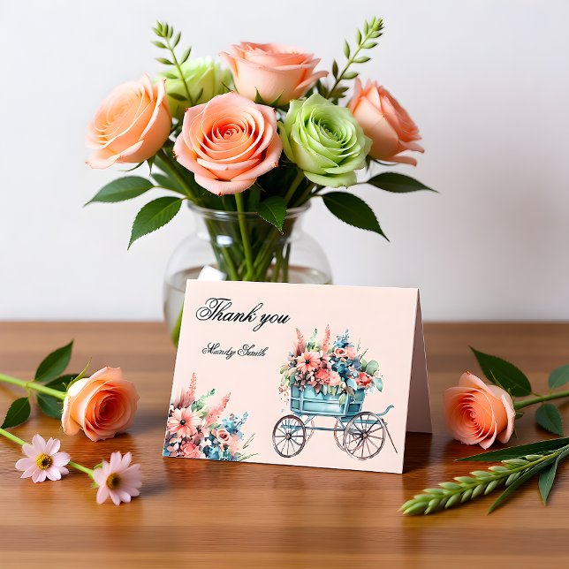 Ny från Marknadsblommor Vagn Bröllopsdusch Tack Kort (Skapare uppladdad)