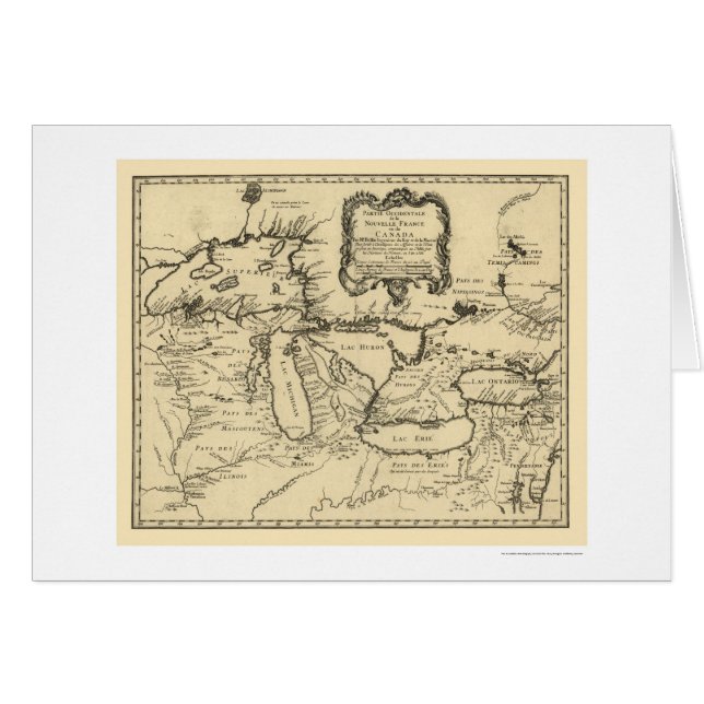 Ny frankrikeKanada karta 1755 Hälsningskort (Framsidan Horizontal)