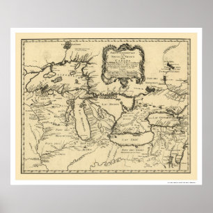 Ny frankrikeKanada karta 1755 Poster