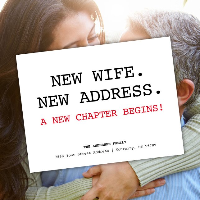 Ny fru Adress enkel minimal Flytta Meddelande Vykort (New Wife Address Simple Minimalist Moving Announcement Postcard)
